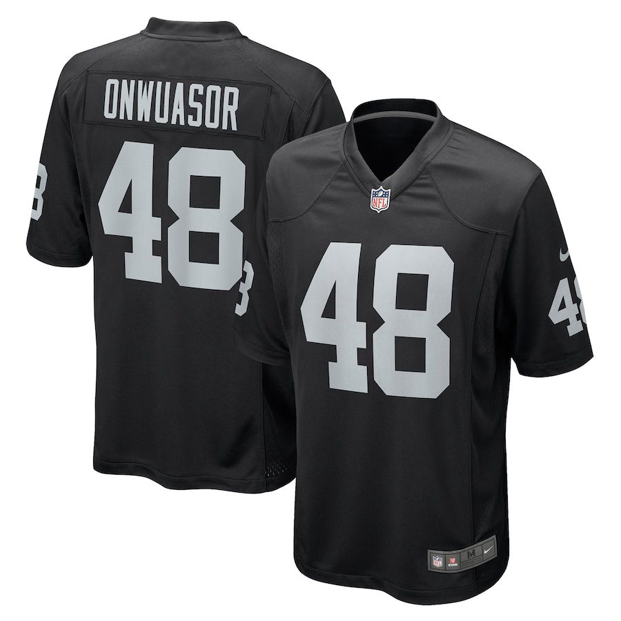 Men Oakland Raiders #48 Patrick Onwuasor Nike Black Game NFL Jersey->oakland raiders->NFL Jersey